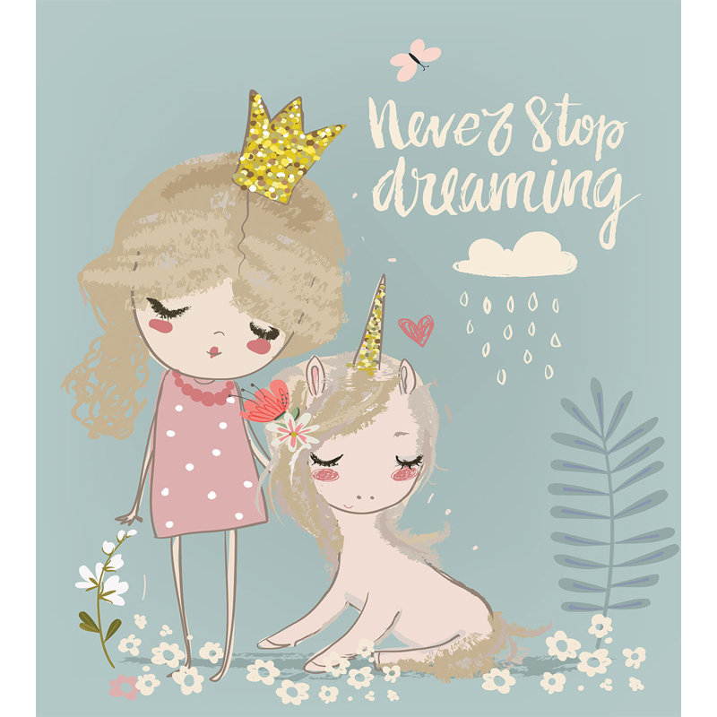 Ensemble de housse de couette Ambesonne Saying, caricature de licorne, simple, multicolore