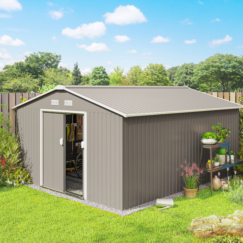 Jermone 13 ft. W x 11 ft. D Metal Flat Tool Shed