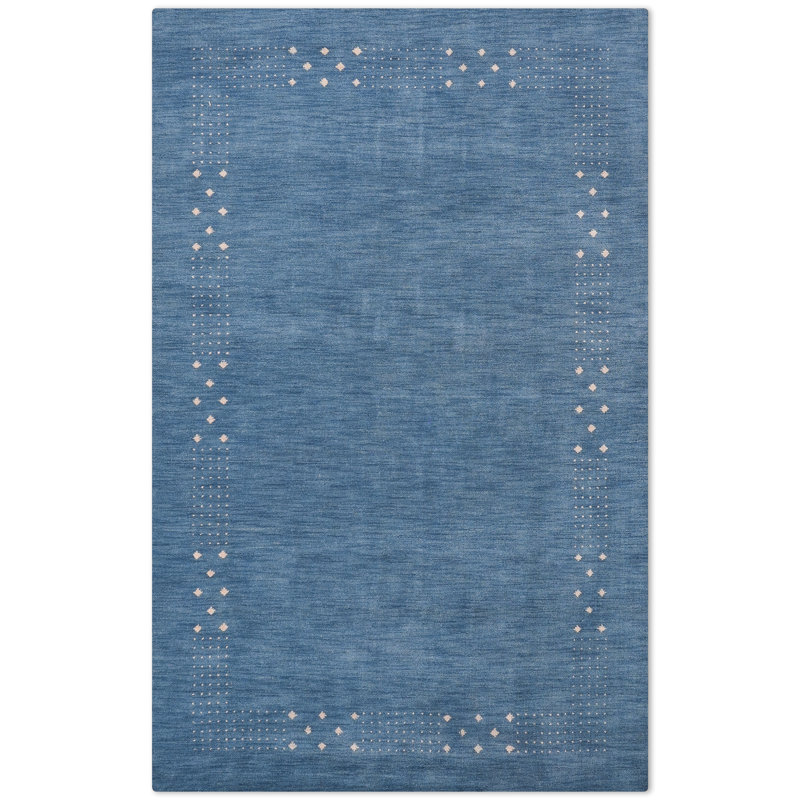 Manns Hand Knotted Loom Wool Eco-Friendly Area Rugs - Rectangle, Blue Color, Contemporary Modern Design, High Pile Thick Handmade Anti Skid Area Rugs for Living Room, Bed Room