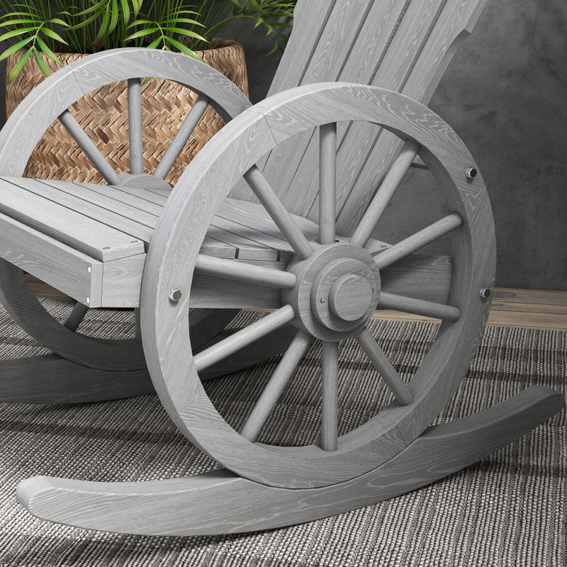 Chaise berçante en bois Comfy pour espaces extérieurs - Finition grise avec roue de chariot