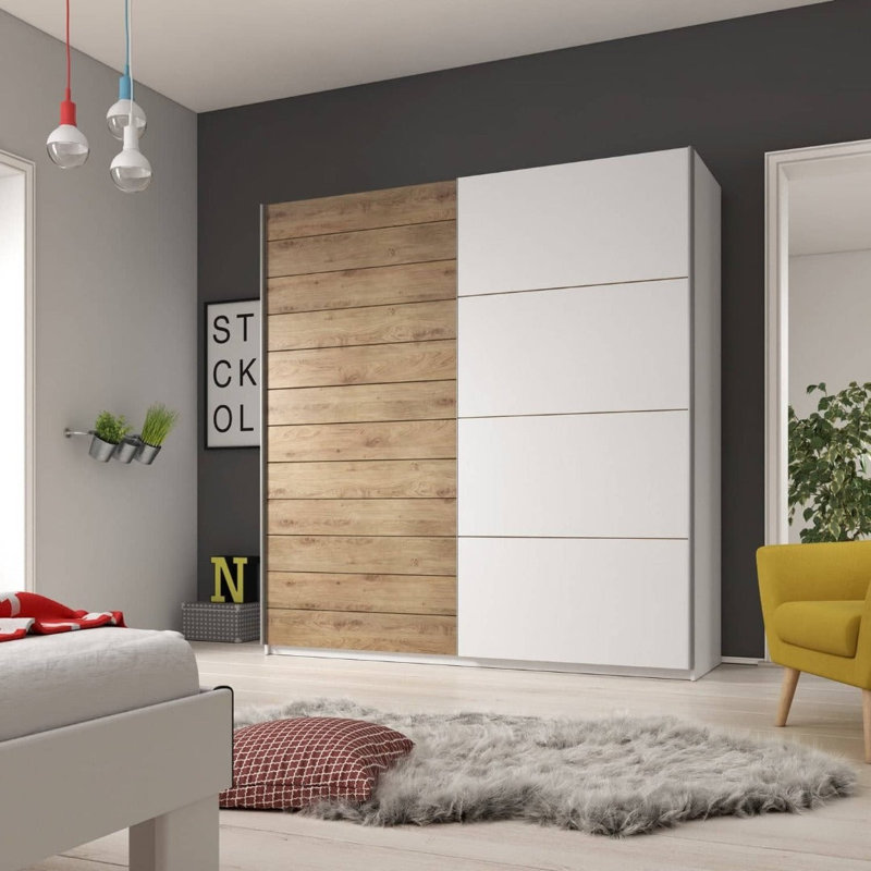 Corder 2 Door Solid + Manufactured Wood Wardrobe, 210cm H x 270cm W x 61cm D