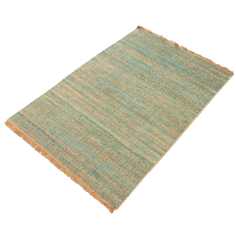 Tapis turquoise à tissage plat Kalos