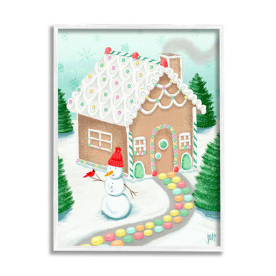 «Playful Gingerbread House Christmas Landscape» Happy Snowman