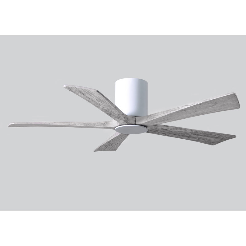 Irene Flushmount Light Kit 5 Blade LED Ceiling Fan, Gloss White, Barn Wood Tone, 52"