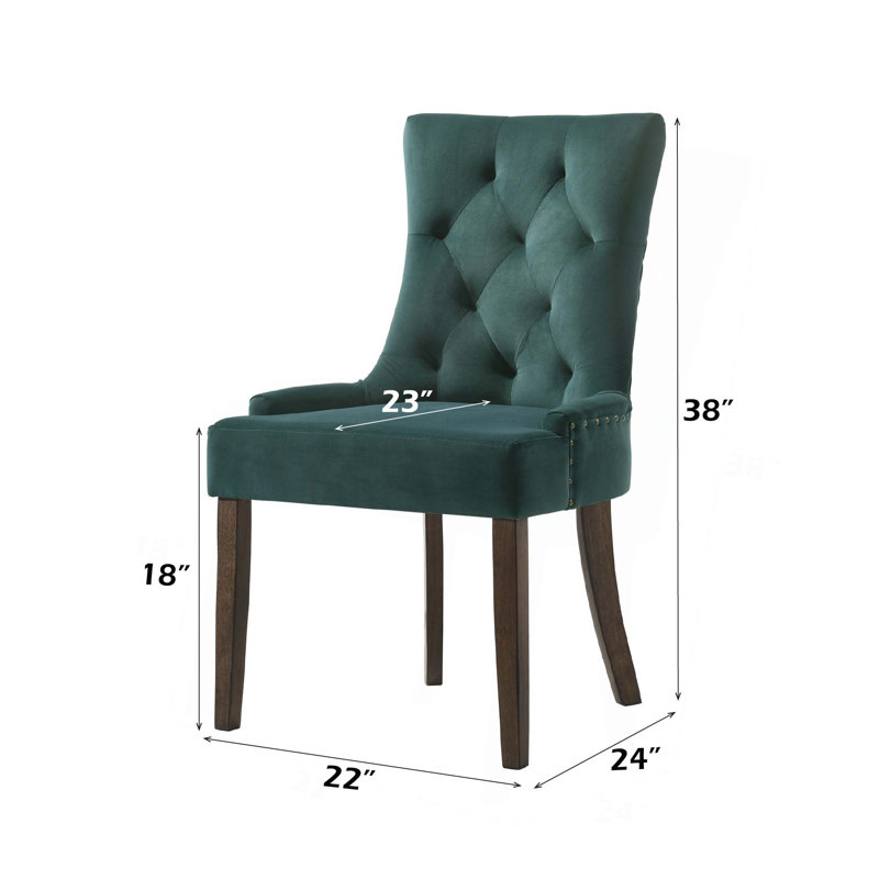 Chaise d'appoint, chaise d'appoint, ensemble de 2, Velours vert