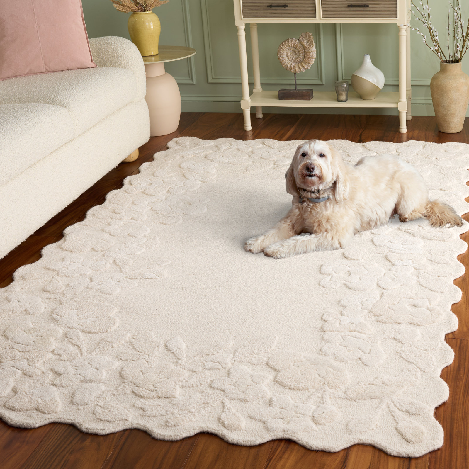 Hand-Tufted Wool Floral Rug, Rectangle 6' x 9'