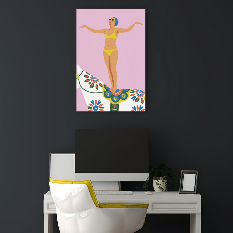Joyeux acrobate sur cheval, art rétro rétro