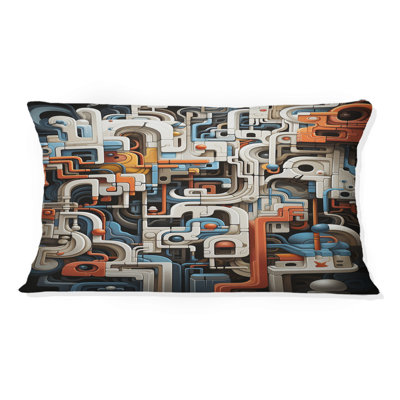 Coussin décoratif noir et blanc Opt Art Illusory Reflections I - Op Art