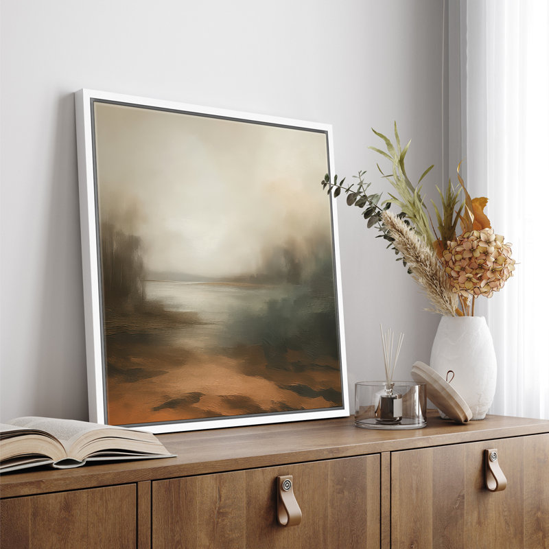 Reproduction de paysage abstrait encadrée sur toile murale pour décor de salon, H 16,8 po x l 16,8 po, Blanc
