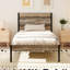 Structure de lit simple Kempst avec tête et pied de lit en bois, lit plateforme noir industriel avec rangement sous le lit, sommier à lattes robustes, aucun sommier requis, silencieux, assemblage facile-1772154919-1878432381