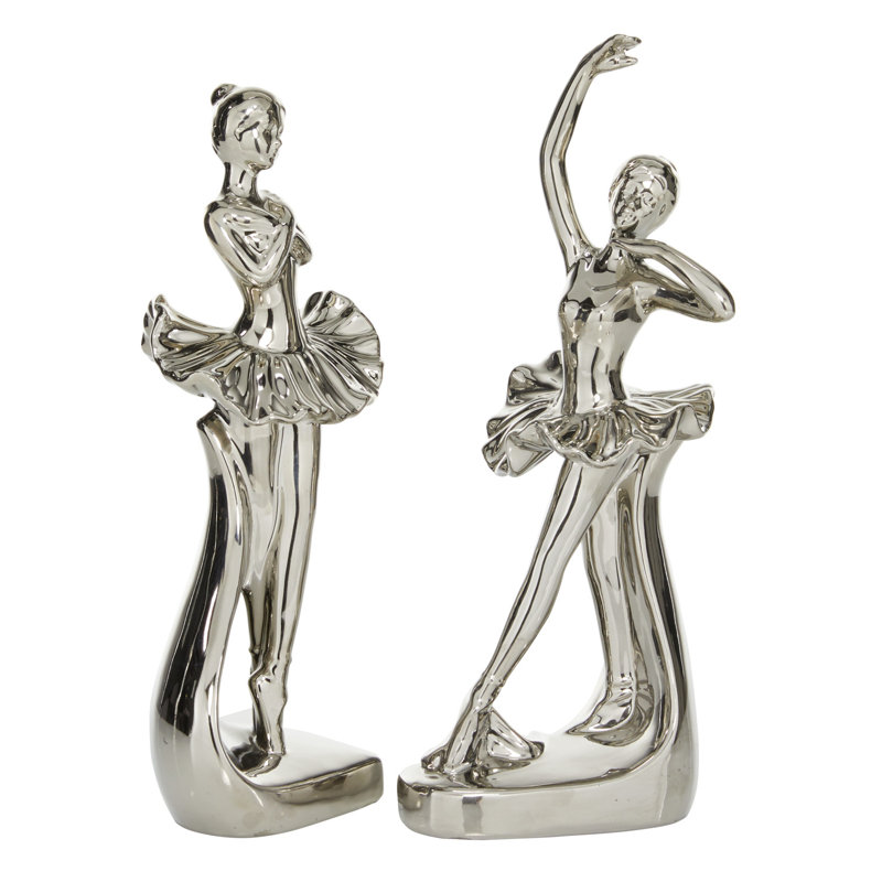 Ensemble de sculpture en porcelaine décorative en argent, Argent