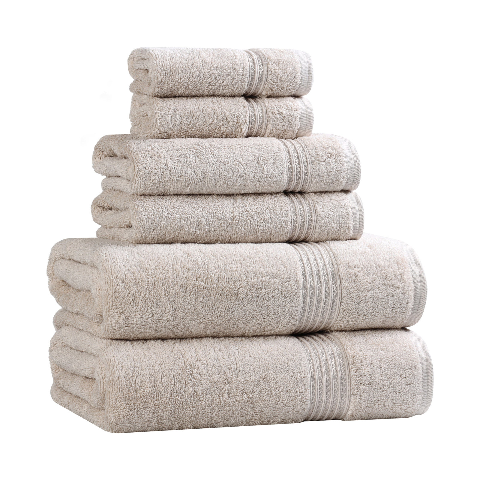 Oleg 6-Piece Egyptian Cotton Towel Set, Stone