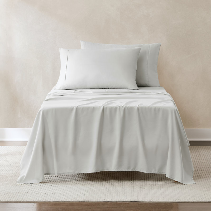 Verona Solid Sheet Set, White, Twin Extra Long Sheet Set with 2 Pilowcases