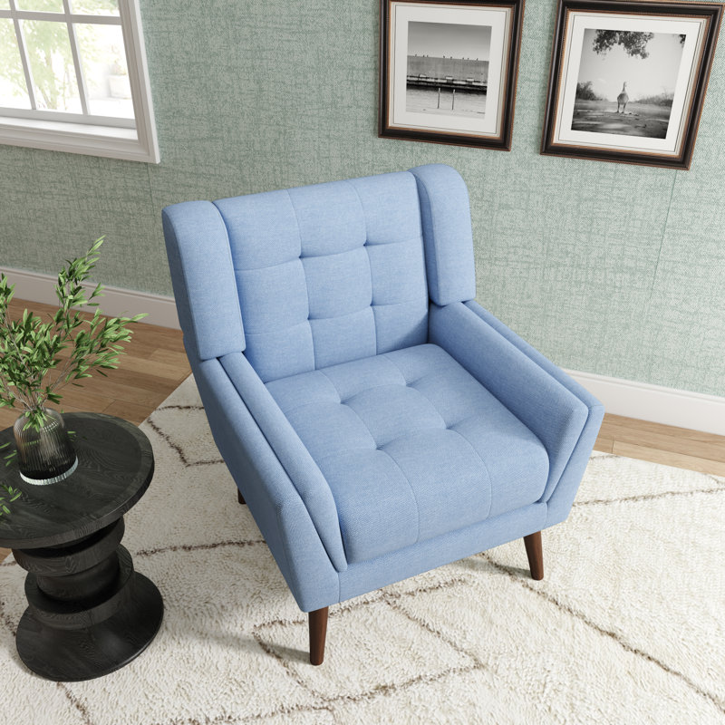 Jaqueze 75.2Cm Wide Tufted Armchair, Blue Polyester Blend