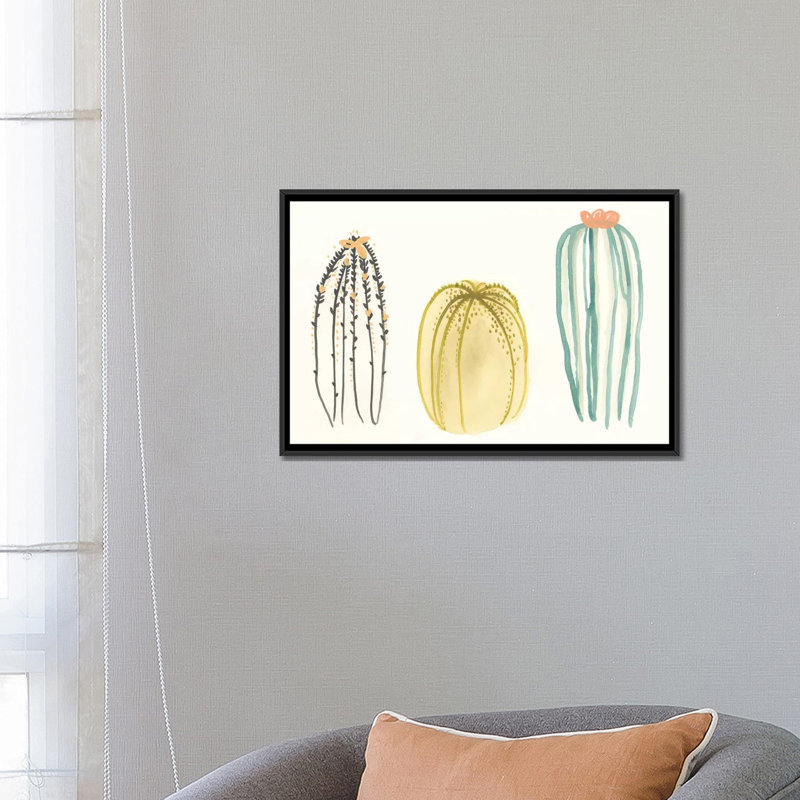 «Funky Succulents III», reproduction d'impression sur toile tendue, H 18 po x l 26 po x P 1,5 po, Toile avec cadre noir