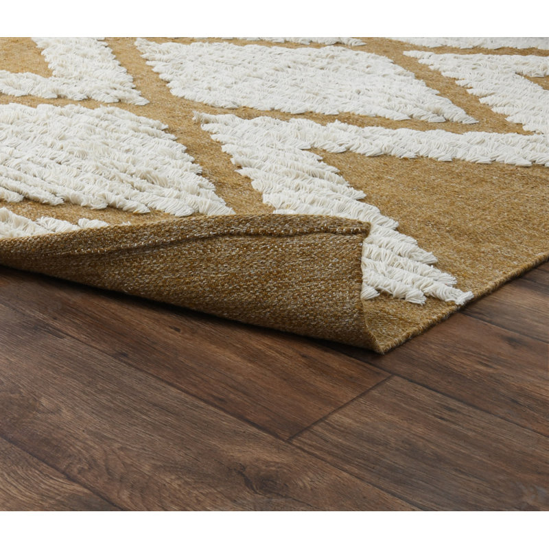 Warren Geometric Area Rug in Orange/White, Rectangle 2' x 3'