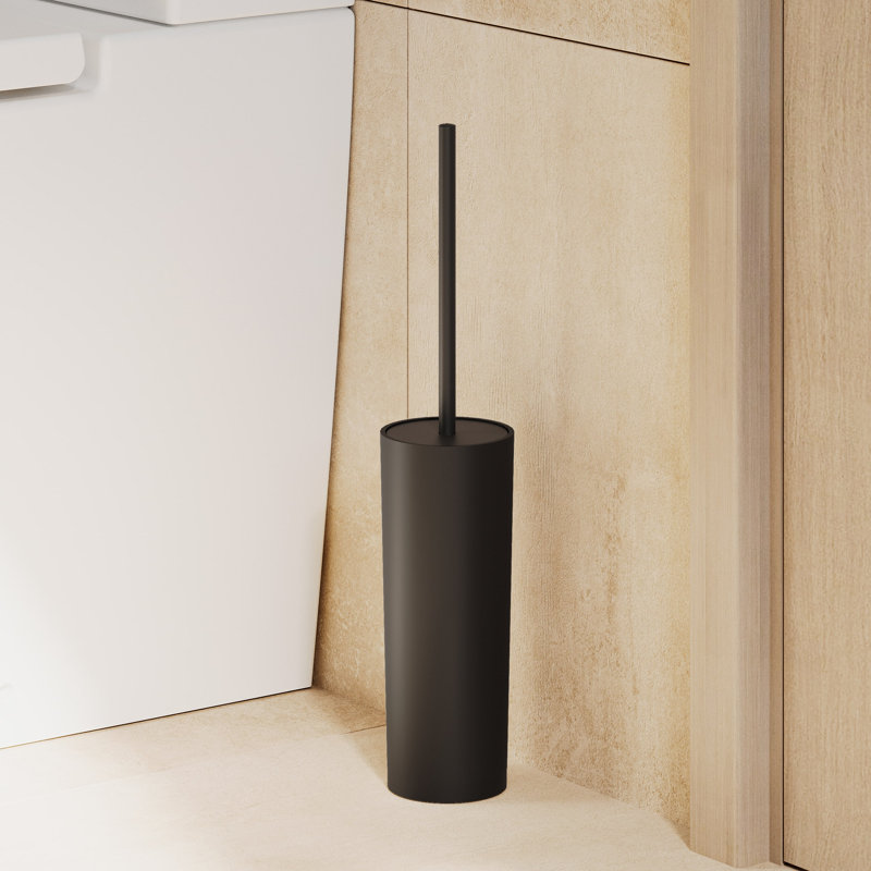 Haffner with Durable Stainless Steel Free-Standing Toilet Brush and Holder, Matt Black