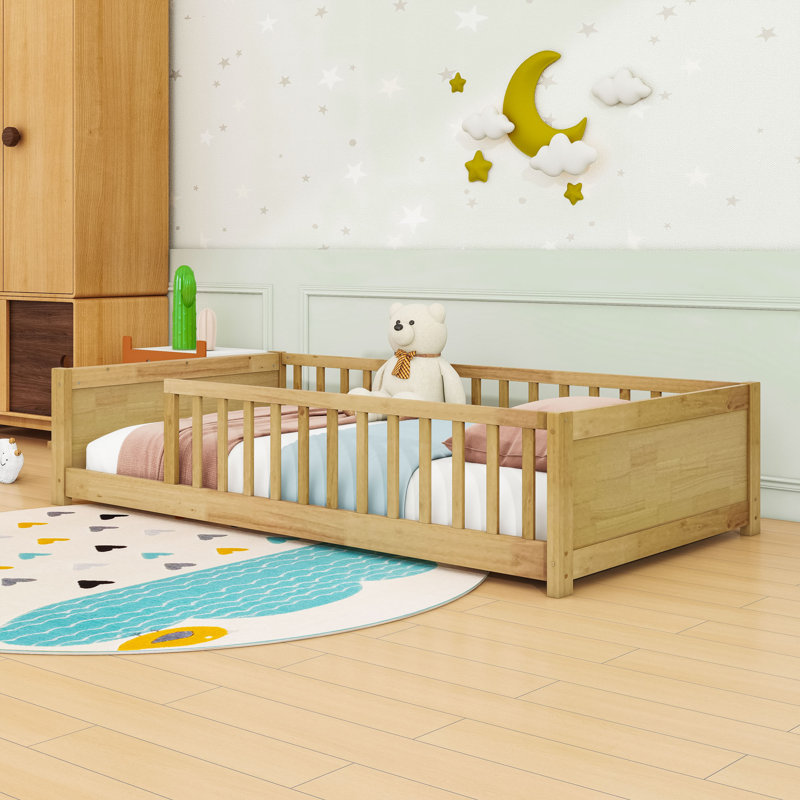 Lit simple en bois avec lattes, Naturel