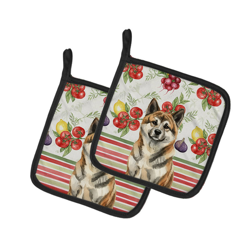 Brindle Akita Vegetables Pair of Pot Holders