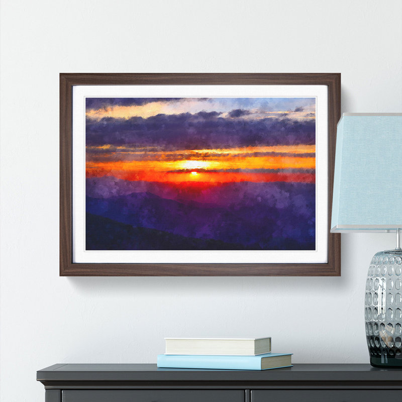 Cloudy Sunset - Framed Print, 24cm H x 33cm W x 2cm D, Walnut Framed