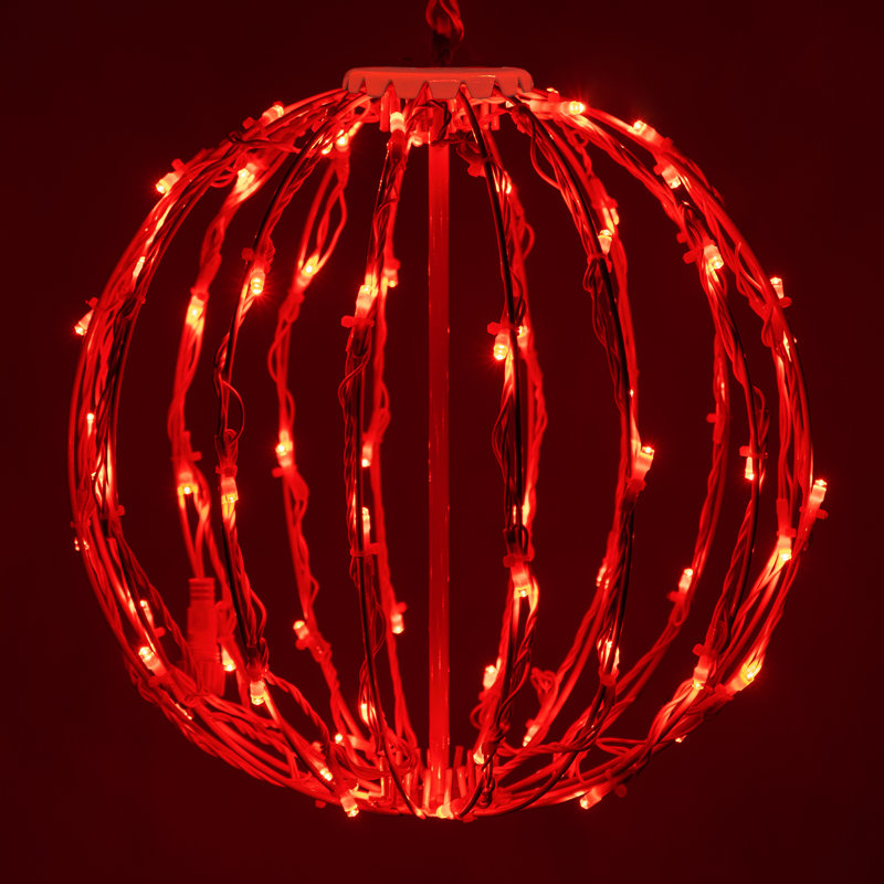 Fold-Flat LED Metal Lighted Outdoor Decoration, Red, 12" H x 12" W x 12" D