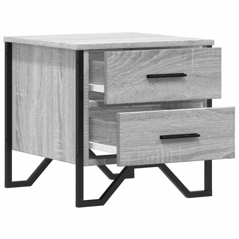 Aimilios 40cm W Metal Bedside Table, Grey Sonoma