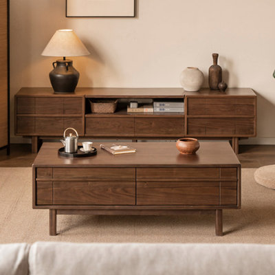 Modern minimalist solid wood storage coffee table