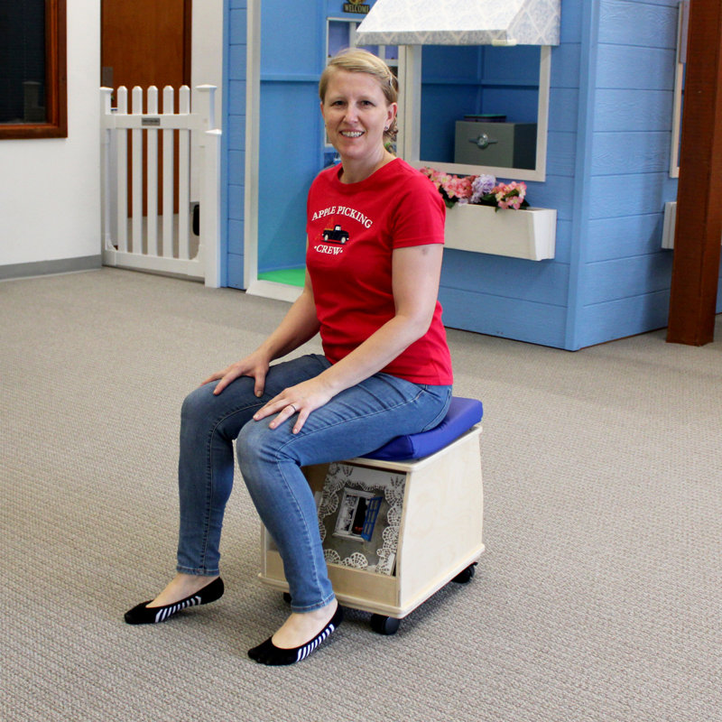 Birch Mobile Teacher Stool - Natural/Blue
