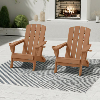  Folding Adirondack Chairs Weather-Resistant HDPE Outdoor Firepit Chairs With Cup Holder