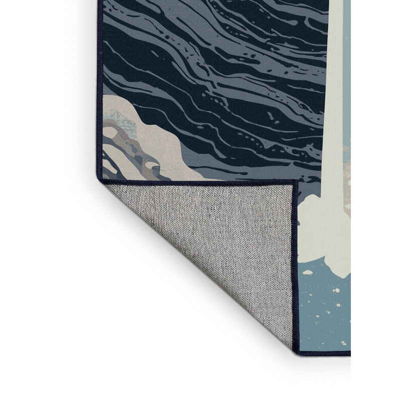 Machine Washable Pegah Bohemian Moroccan Rug in Gray – Navy Binding, 3x5