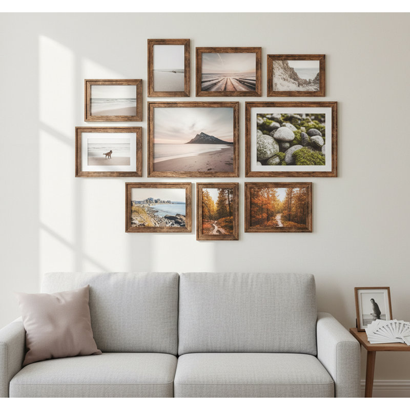 Picture Frame - Set of 10, Rustic Brown