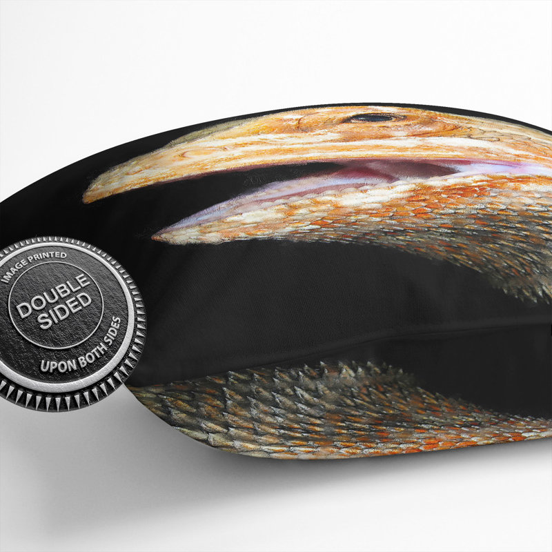 Bearded Dragon Lizard Painting Square Throw Cushion, 55cm H x 55cm W x 20cm D