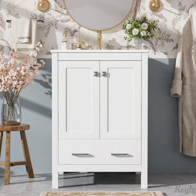 Meuble-lavabo de 24 po avec lavabo, tiroir et tablette à double couche