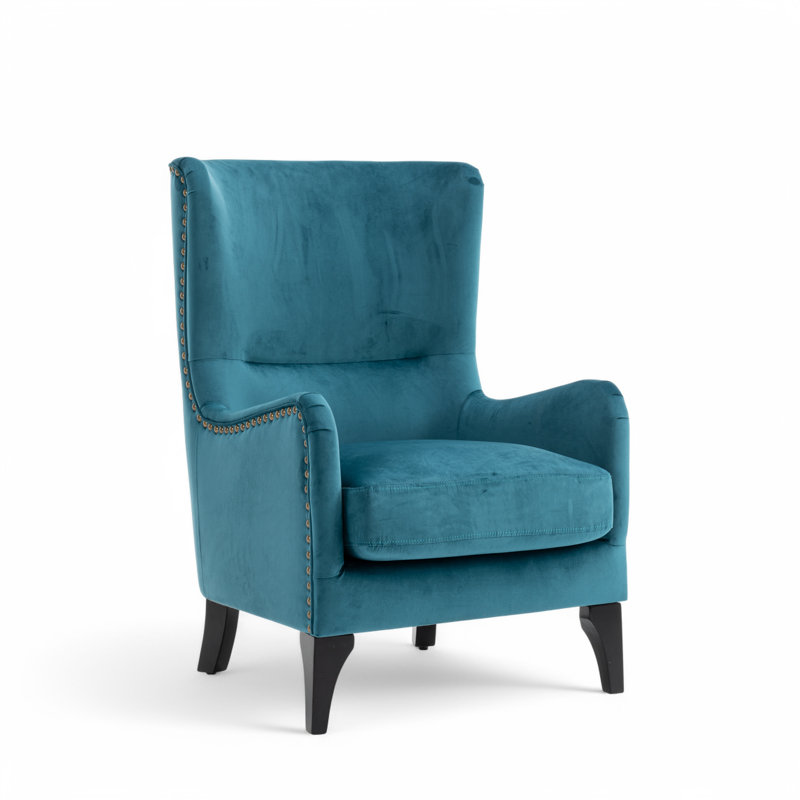 Segovia Wingback Chair, Teal Velvet