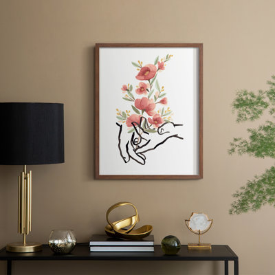«HandsAndFlowers II», reproduction encadrée - bois massif