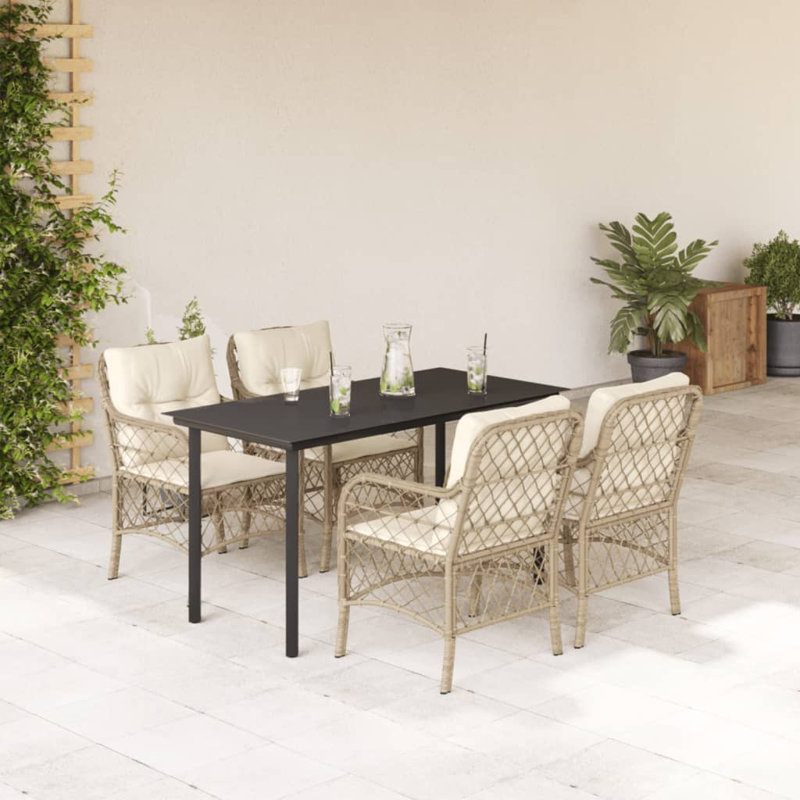 Ensemble bistro avec coussins en polyester Latitude Run®, H 29,1 po x l 55,1 po x P 27,6 po, Beige, 4