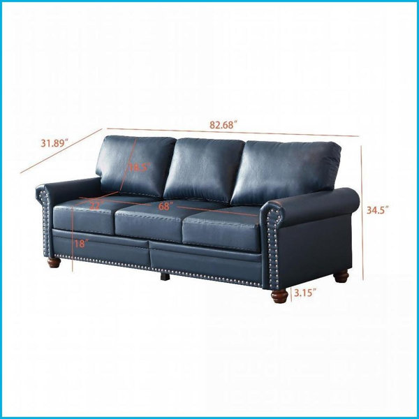 Red Barrel Studio Classic 3-Seat Taupe Faux Leather Living Room Sofa ...