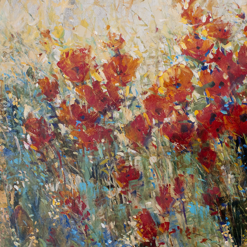 Champ de coquelicots rouges I, H 30 po x l 30 po x P 1,25 po