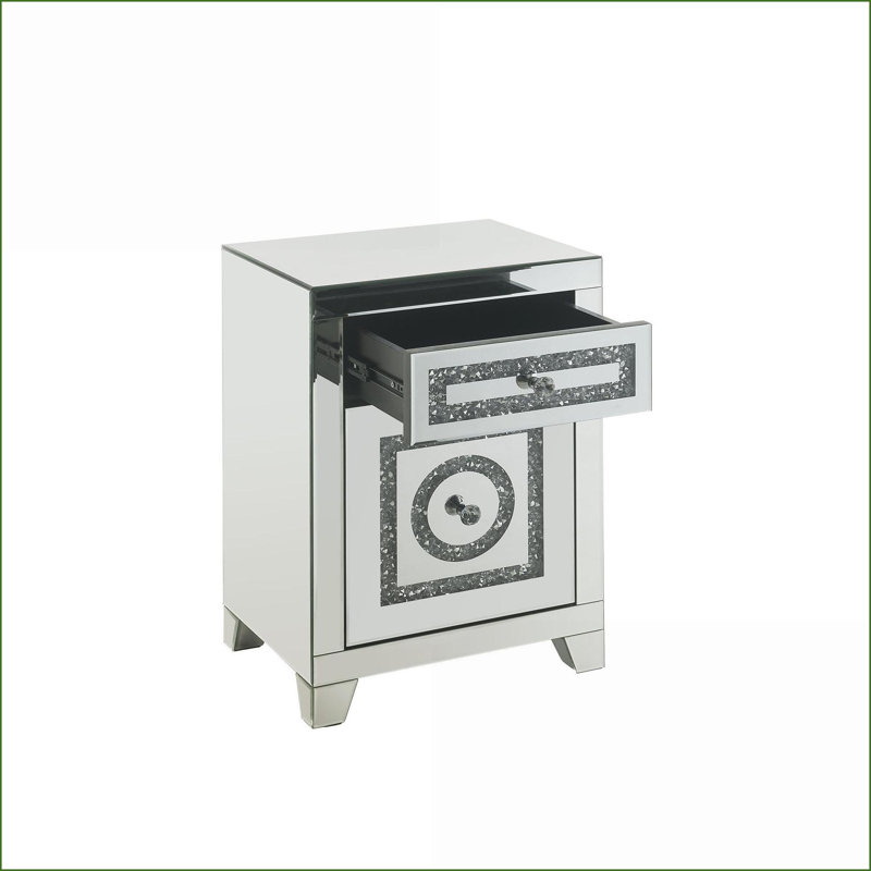 Table miroitante ornée de faux diamants avec fonction de rangement Sparkling Faux Diamonds
