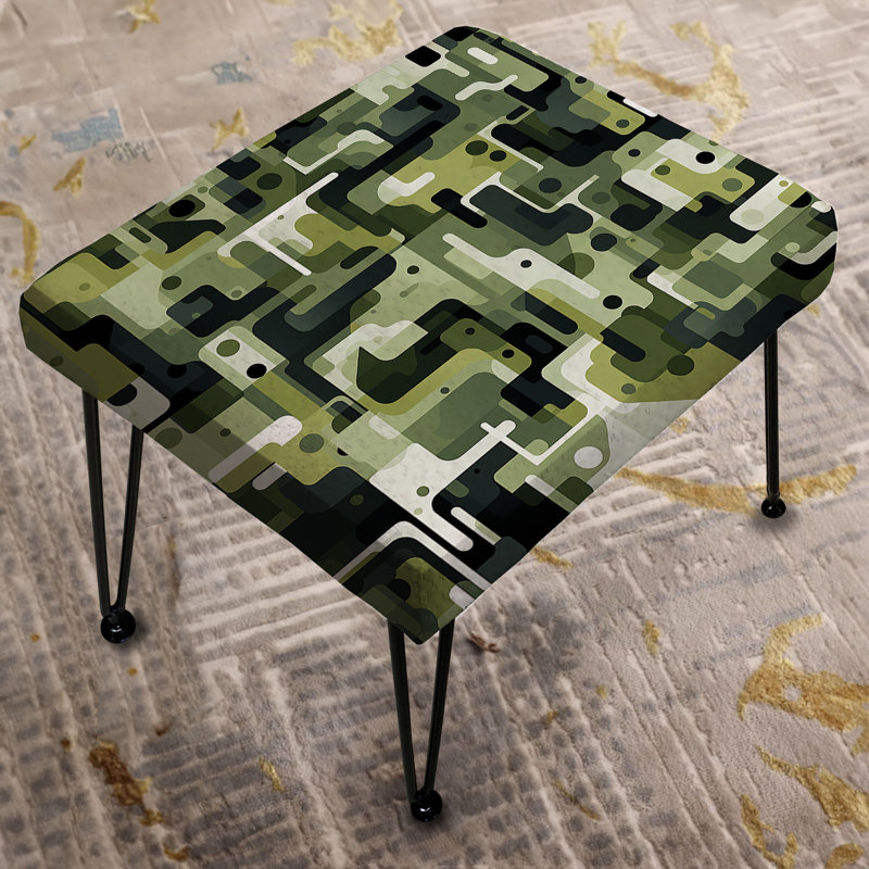 Green Urban Maze - Geometric Rectangle Ottoman
