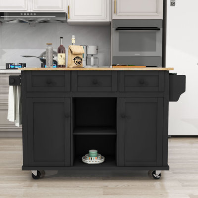 Arlete Rolling with Solid Wood Top by Red Barrel Studio