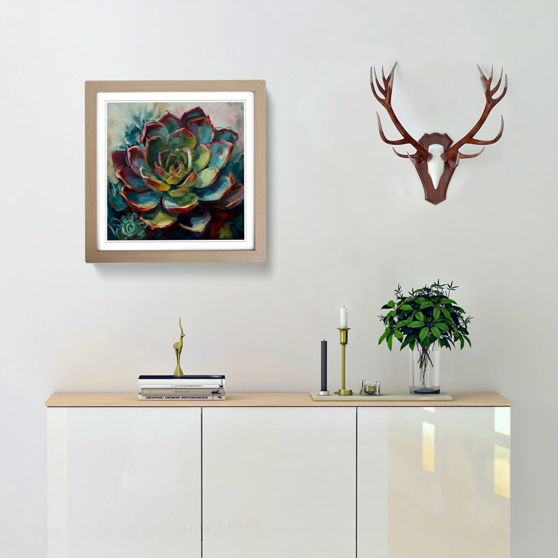 Succulent Expressionism - Framed Print, Oak