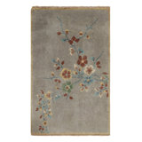 Art Deco Hand Knotted Wool Floral Area Rug