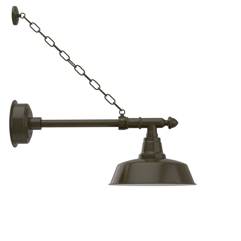 Luminaire de grange d’extérieur à del Vandervliet, H 10 po x l 12 po x p 27 po, Bronze acajou