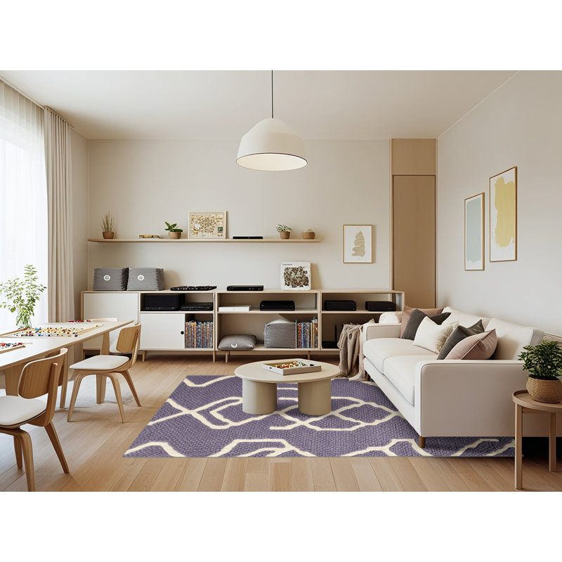 Tapis mauve lavable à la machine, Rectangle 7 pi x 9 pi