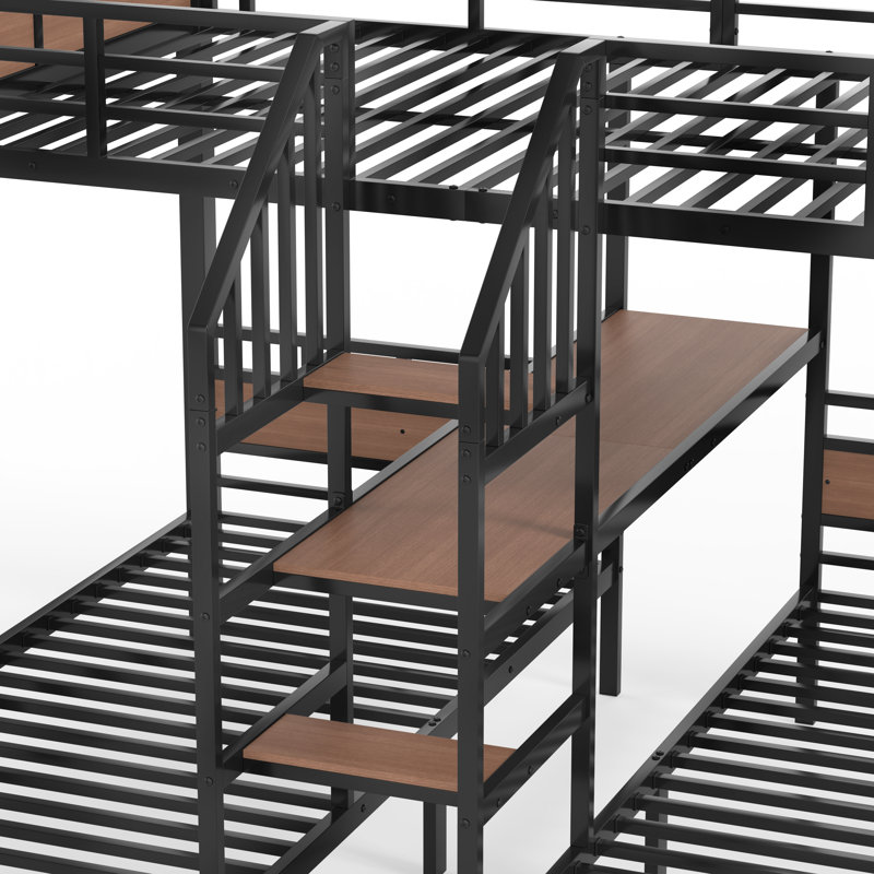 Lit superposé simple en métal avec escaliers pour enfants TripleStack Triple, Full