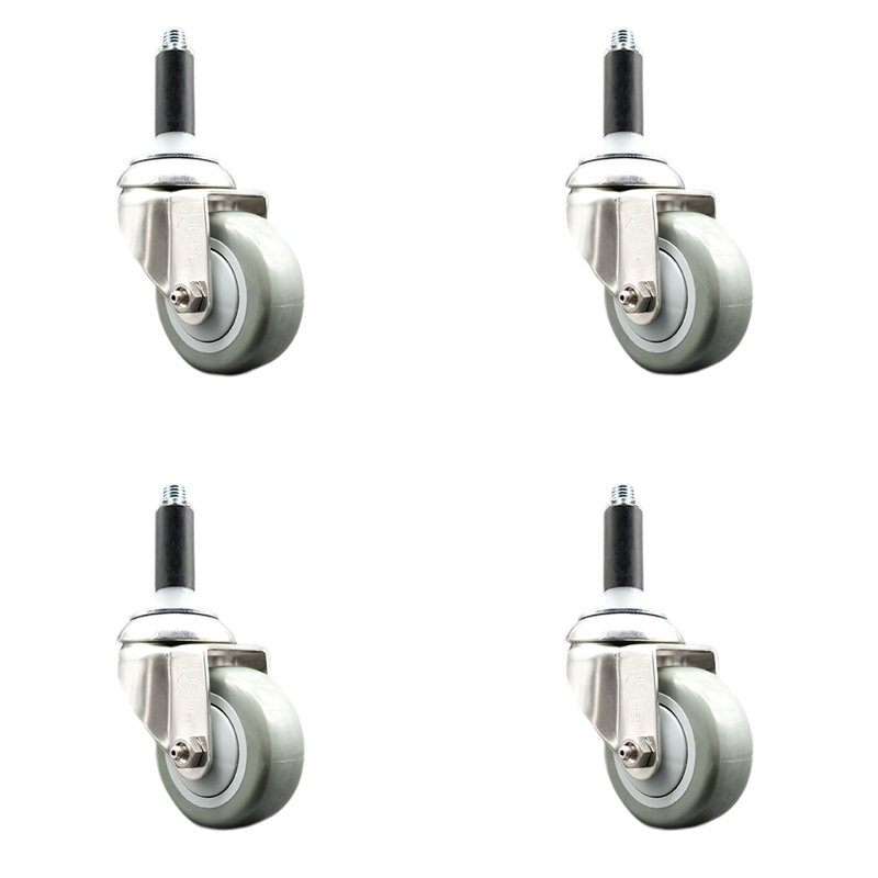 Roulettes pivotantes, H 3 po x l 3 po