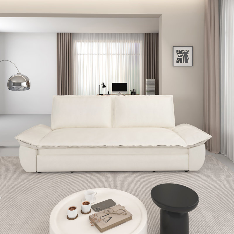 Grand canapé-lit 70,1 po, canapé-lit convertible 3 en 1, causeuse en velours multifonctionnelle, beige 