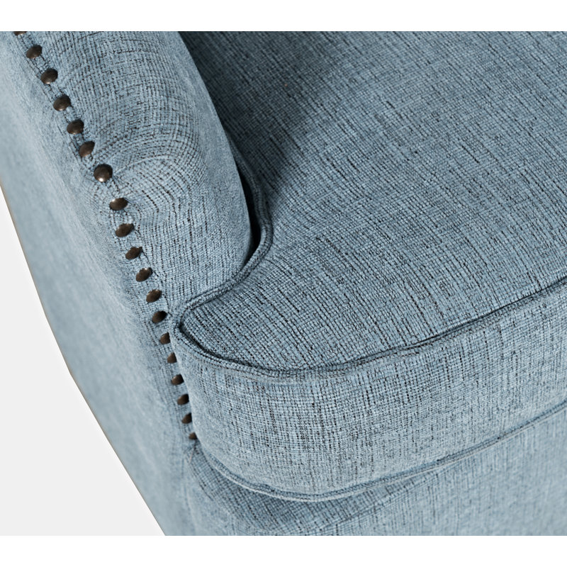 Ines 30'' Wide Tufted Swivel Armchair, Blue 