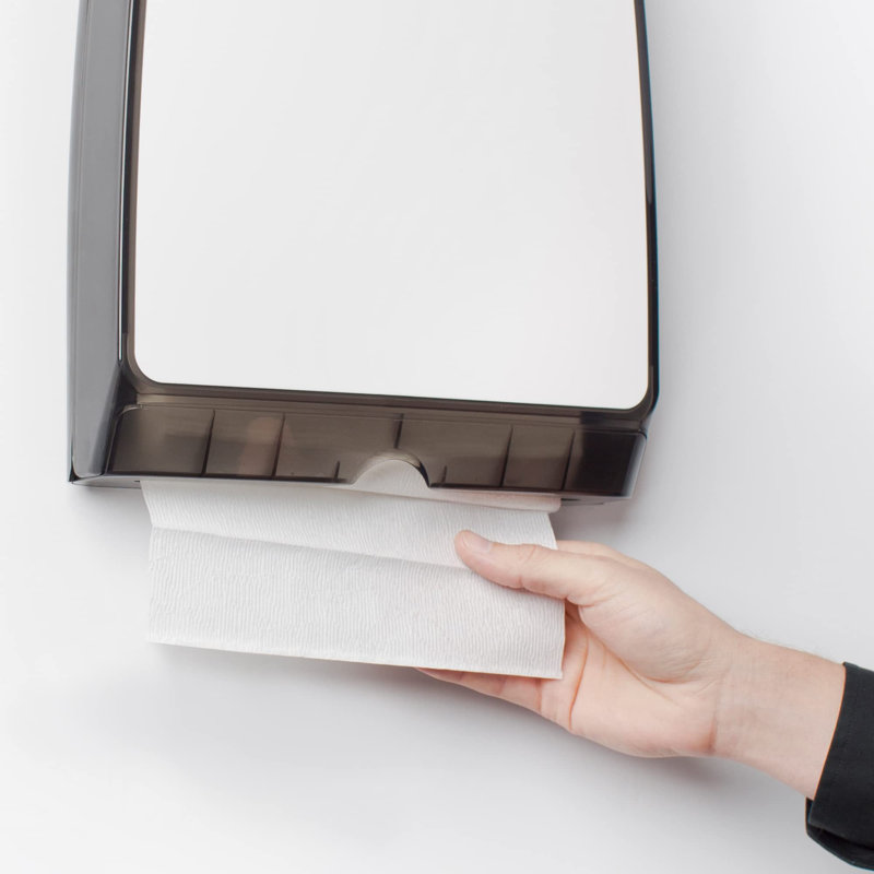 Distributeur de papier essuie-mains plié, 25 x 7 x 35 cm, compact, distribution manuelle feuille à feuille, blanc